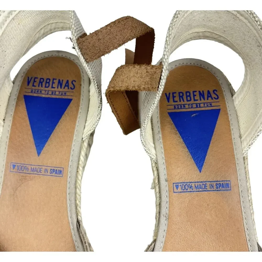 Verbenas Espadrille‎ Sandals Sz 41 / 9.5-10 Strappy Wedges Shoes. Beige, Tan